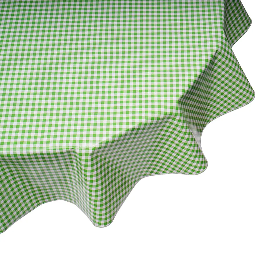 Round Oilcloth Tablecloth in Gingham Lime