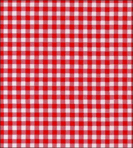 Round Oilcloth Tablecloth in Gingham Red