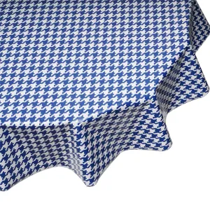 Round Oilcloth Tablecloth in Houndstooth Navy