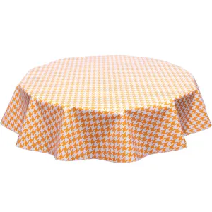 Round Oilcloth Tablecloth in Houndstooth Orange