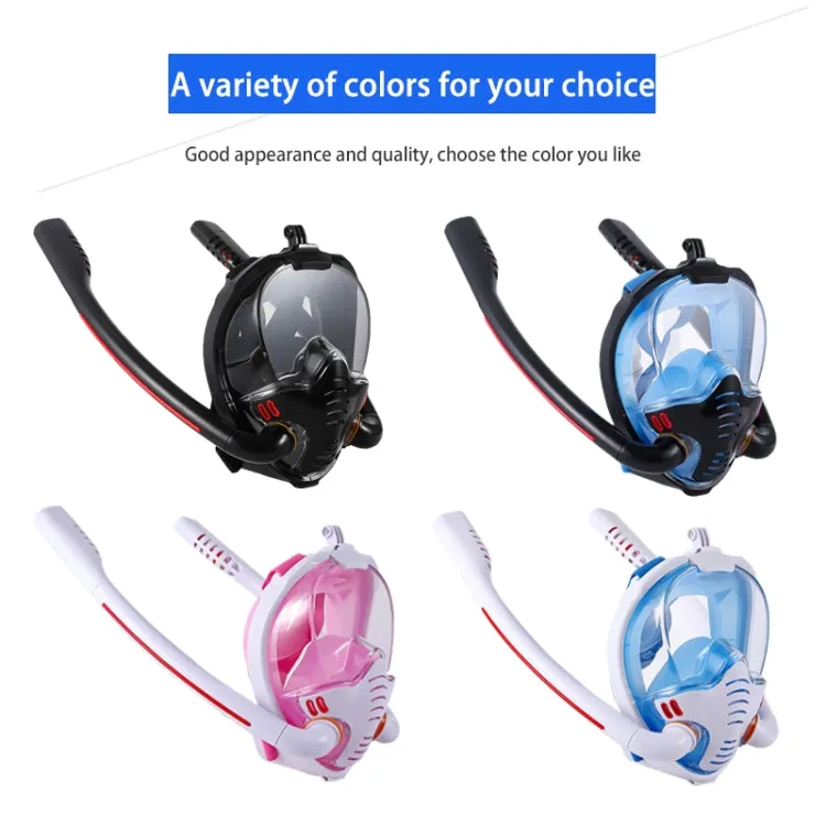 Snorkeling Mask Double Tube Silicone Full Dry Diving Mask Adult Swimming Mask Diving Goggles, Size: L/XL(Black/Blue)