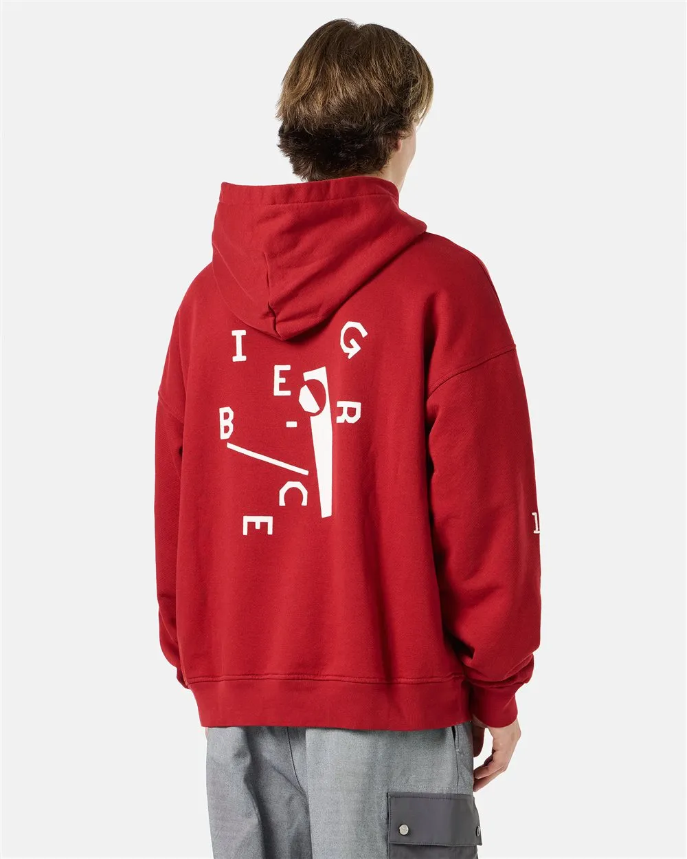 Sweatshirt with hood and printed logo (Red) - I24E12063324370