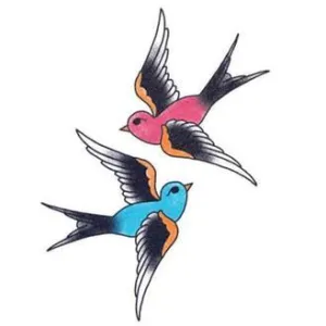 Tattooed Now! Blue and Red Swallow