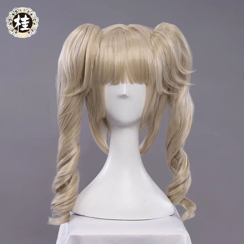 Uwowo Game Genshin Impact Barbara Shining Idol Cosplay Wig Deaconess 40cm Linen Twin tail Hair