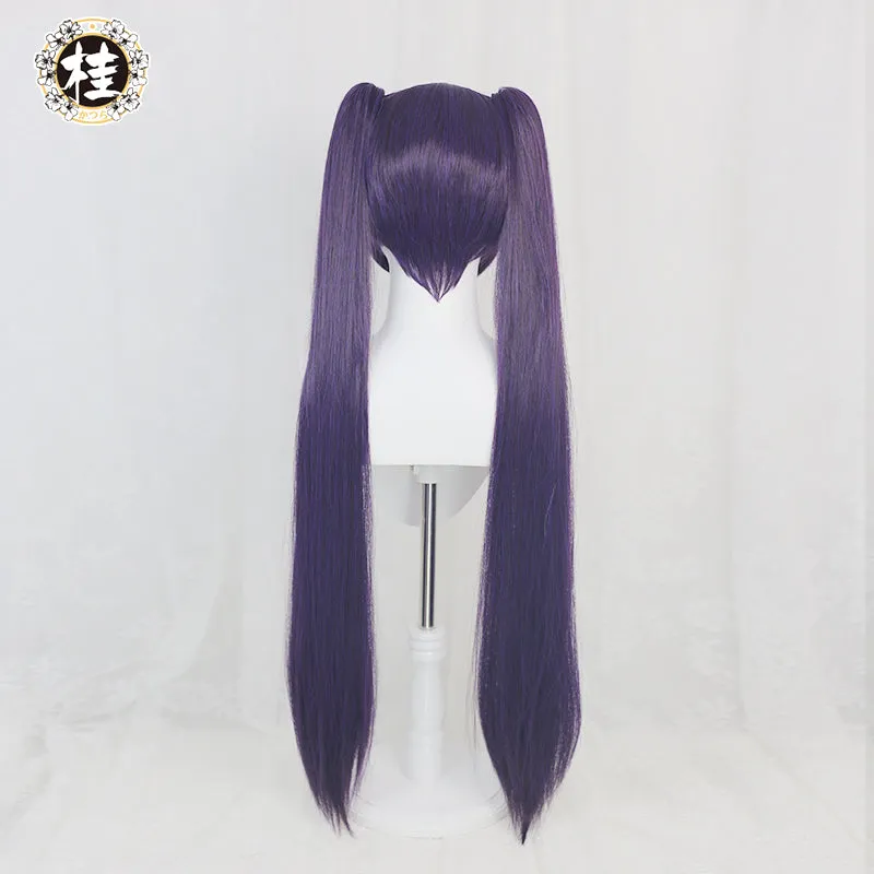 Uwowo Game Genshin Impact Mona Megistus Cosplay Wig Astral Reflection 90cm Purple Twin Tail Wig