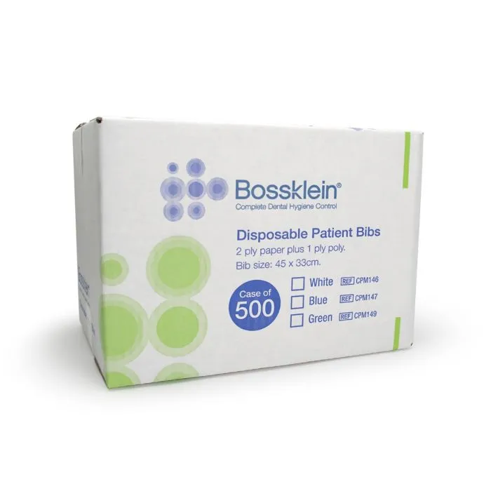 Waterproof Dental Bibs | Bossklein Disposable Patient Bibs - Blue (500)