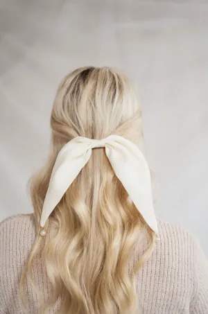 Wedding Bow Barette w/ Pearls